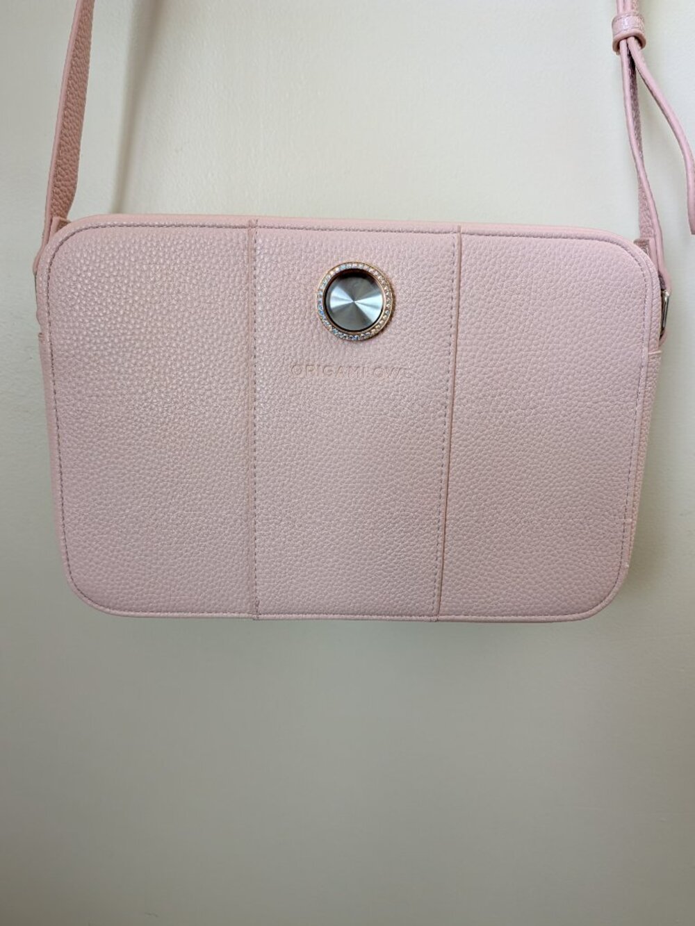 Origami Owl Crossbody Bag Blush Pink Vegan Leather | Sparkle Button | NWOT